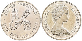 Bermuda. Elizabeth II. 1 dollar. 1972. (Km-22a). Ag. 28,28 g. Wedding Anniversary. PR. Est...30,00.