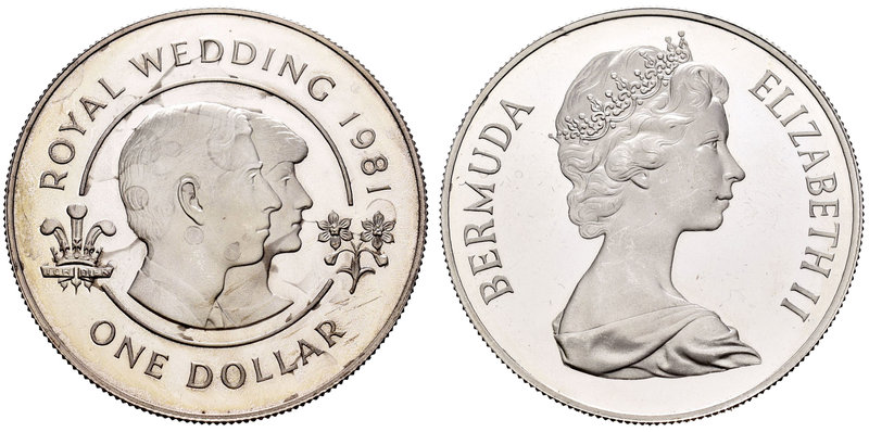Bermuda. Elizabeth II. 1 dollar. 1981. (Km-28a). Ag. 28,08 g. Weeding. PR. Est.....
