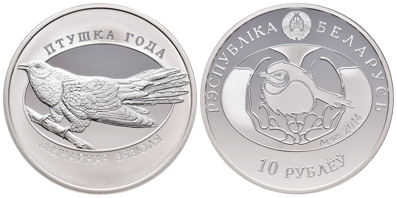 Belarus. 10 rublos. 2014. (Km-538). Ag. 16,81 g. Cuco. Tirada de 2000 ejemplares...