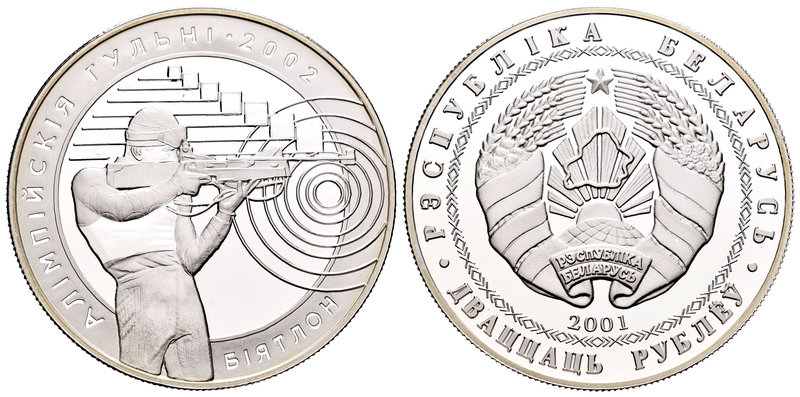 Belarus. 20 rublos. 2001. (Km-49). Ag. 28,32 g. Winter Olympic Games. Salt Lake ...