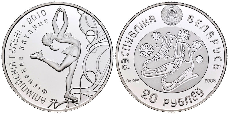Belarus. 20 rublos. 2008. (Km-185). Ag. 31,11 g. Winter Olympic Games. Vancouver...