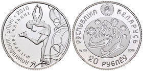 Belarus. 20 rublos. 2008. (Km-185). Ag. 31,11 g. Winter Olympic Games. Vancouver 2010. Figure skating. Con certificado. PR. Est...35,00.