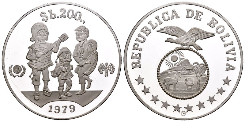 Bolivia. 200 pesos. 1979. (Km-198). Ag. 23,20 g. International Year of the Child...