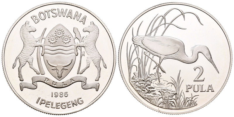 Botswana. 2 pula. 1986. (Km-18). Ag. 28,10 g. PR. Est...25,00.