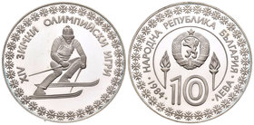 Bulgaria. 10 leva. 1984. (Km-146). Ag. 23,33 g. Winter Olympic Games. Sarajevo 1984. Ski. PR. Est...25,00.