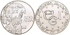 Bulgaria. 500 leva. 1993. (Km-206). Ag. 33,63 g. PR. Est...25,00.