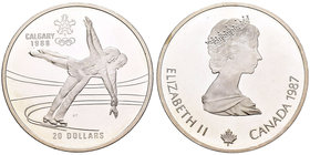 Canada. Elizabeth II. 20 dollars. 1987. (Km-155). Ag. 34,11 g. Olympic Games Calgari 1988. PR. Est...25,00.