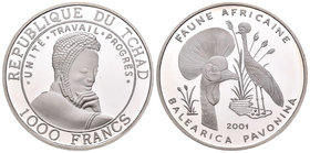 Chad. 1000 francos. 2001. (Km-35). Ag. 20,00 g. PR. Est...20,00.