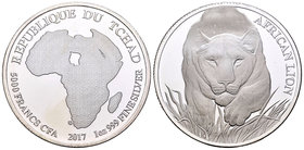 Chad. 1000 francos CFA. 2017. Ag. 31,11 g. African Lion. PR. Est...30,00.