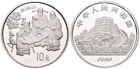 China. 10 yuan. 1993. (Km-493). Ag. 31,11 g. Gran Muralla China. Con certificado. PR. Est...30,00.