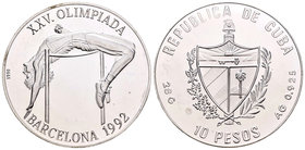 Cuba. 10 pesos. 1992. (Km-291). Ag. 27,95 g. Olympic Games. Barcelona 92. High jump. PR. Est...25,00.