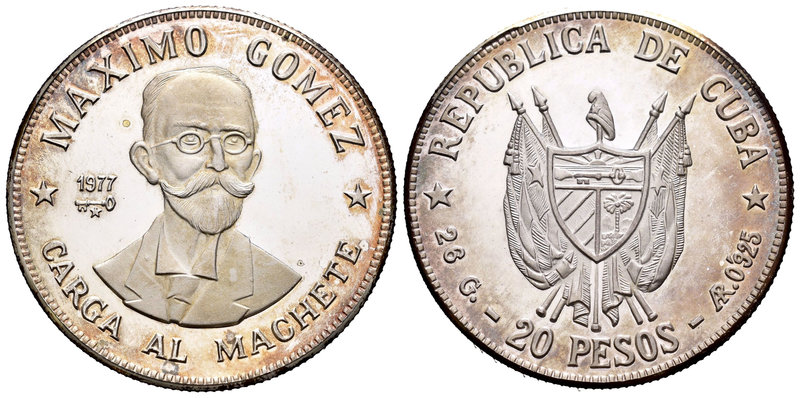 Cuba. 20 pesos. 1997. (Km-39). Ag. 26,00 g. Máximo Gómez . PR. Est...25,00.