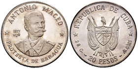 Cuba. 20 pesos. 1997. (Km-40). Ag. 26,00 g. Antonio Maceo. PR. Est...25,00.