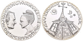 Denmark. 200 kroner. 1972. (Km-876). Ag. 30,95 g. 15th Anniversary. PR. Est...25,00.