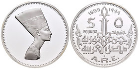 Egypt. 5 libras. 1420 H (1999). (Km-901). Ag. 17,33 g. PR. Est...35,00.