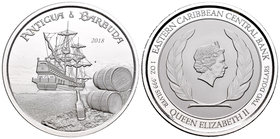 East Caribean States. Elizabeth II. 2 dollars. 2018. Ag. 31,26 g. Antigua & Barbuda. PR. Est...25,00.