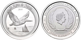 East Caribean States. Elizabeth II. 2 dollars. 2018. (Km-27). Ag. 31,11 g. PR. Est...30,00.