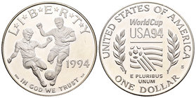 United States. 1 dollar. 1994. San Francisco. S. (Km-247). Ag. 26,85 g. World Cup USA ´94. PR. Est...25,00.