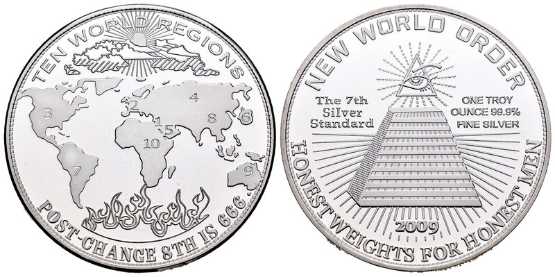 United States. 1 onza. 2009. Ag. 31,11 g. Nuevo Orden Mundial - New World Order....