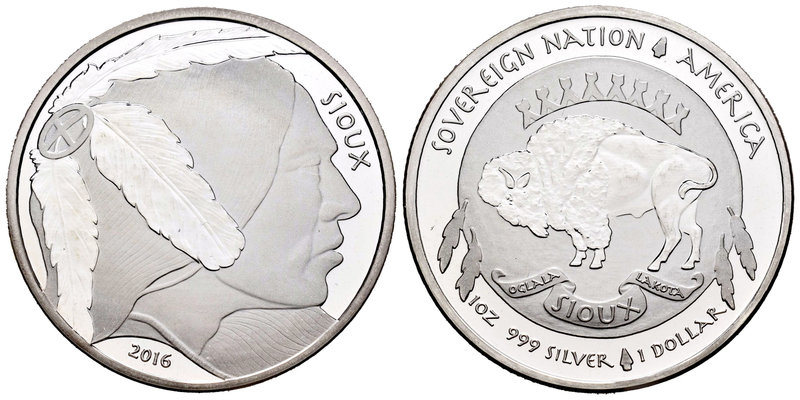 United States. 1 dollar. 2016. Ag. 31,11 g. Sioux. PR. Est...25,00.
