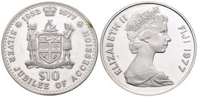 Fiji. Elizabeth II. 10 dollars. 1977. (Km-40). Ag. 30,30 g. Jubilee of Accession. PR. Est...40,00.
