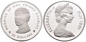 Fiji. Elizabeth II. 10 dollars. 1981. (Km-48). Ag. 30,00 g. Wedding of Prince Charles. PR. Est...30,00.