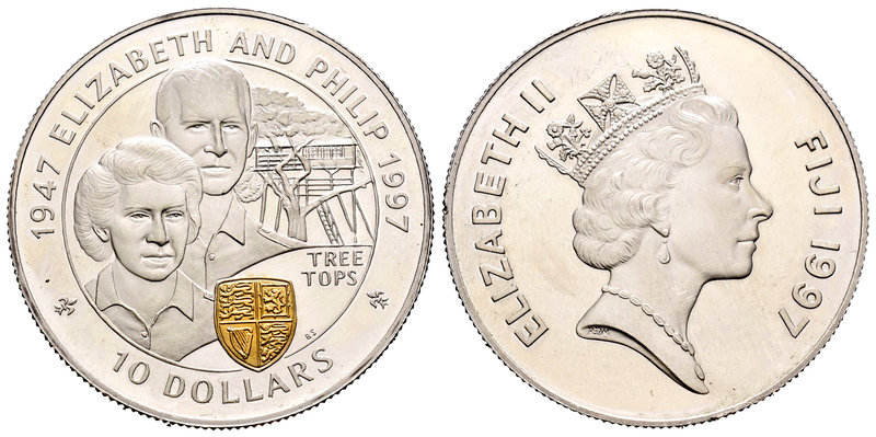 Fiji. Elizabeth II. 10 dollars. 1997. (Km-87). Ag. 19,70 g. Weeding of Elizabeth...