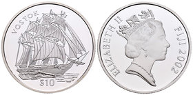 Fiji. Fiji. Elizabeth II. 10 dollars. 2002. (Km-105). Ag. 28,28 g. Vostok. PR. Est...25,00.