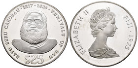 Fiji. Elizabeth II. 25 dollars. 1974. (Km-34). Ag. 40,60 g. Ratu Seru Cakobau. PR. Est...50,00.