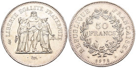 France. 50 francos. 1978. (Km-941.1). Ag. 29,79 g. UNC. Est...20,00.
