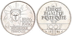 France. 100 francos. 1986. (Km-960). Ag. 14,94 g. UNC. Est...20,00.