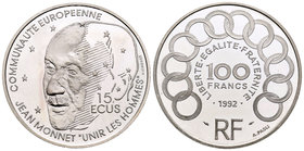 France. 100 francos. 1992. (Km-120). Ag. 22,23 g. Monet. PR. Est...20,00.