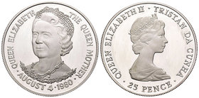 United Kingdom. Elizabeth II. 25 pence. 1980. Tristan da Cunha. (Km-3a). Ag. 28,28 g. PR. Est...30,00.