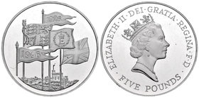 United Kingdom. Elizabeth II. 5 libras. 1996. (Km-974 variante por metal). Ag. 28,14 g. PR. Est...25,00.