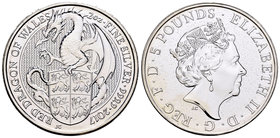 United Kingdom. Elizabeth II. 5 libras. 2017. Ag. 62,22 g. Dragon of Wales. PR. Est...60,00.