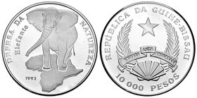 Guinea Bissau. 10000 pesos. 1993. (Km-31). Ag. 15,00 g. PR. Est...20,00.
