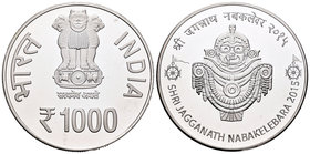 India. 1000 rupias. 2015. Ag. 35,00 g. PR. Est...30,00.