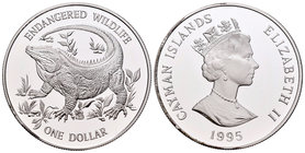 Cayman Islands. Elizabeth II. 1 dollar. 1995. (Km-125). Ag. 28,28 g. PR. Est...25,00.