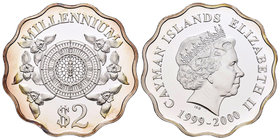 Cayman Islands. Elizabeth II. 2 dollars. 1972. (Km-130). Ag. 15,55 g. Millenium. PR. Est...35,00.
