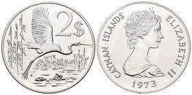 Cayman Islands. Elizabeth II. 2 dollars. 1973. (Km-7). Ag. 29,45 g. PR. Est...25,00.