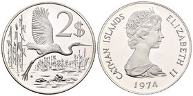 Cayman Islands. Elizabeth II. 2 dollars. 1974. (Km-7). Ag. 29,45 g. PR. Est...25,00.