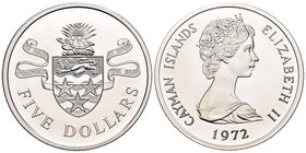 Cayman Islands. Elizabeth II. 5 dollars. 1972. (Km-8). Ag. 35,50 g. PR. Est...25,00.