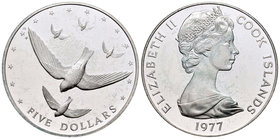 Cook Islands. Elizabeth II. 5 dollars. 1977. (Km-17). Ag. 27,98 g. PR. Est...25,00.