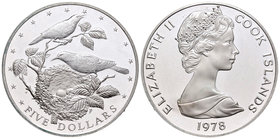 Cook Islands. Elizabeth II. 5 dollars. 1978. (Km-20). Ag. 28,20 g. PR. Est...25,00.