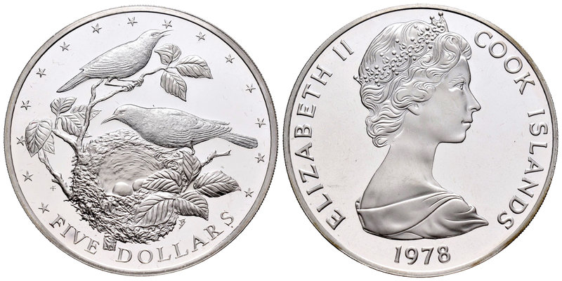 Cook Islands. Elizabeth II. 5 dollars. 1978. (Km-20). Ag. 27,95 g. PR. Est...25,...