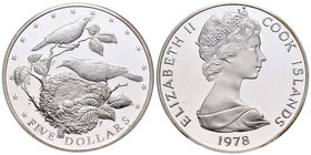 Cook Islands. Elizabeth II. 5 dollars. 1978. (Km-20). Ag. 27,95 g. PR. Est...25,00.