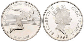 Cook Islands. Elizabeth II. 10 dollars. 1990. (Km-79). Ag. 10,00 g. Barcelona 1992. PR. Est...18,00.
