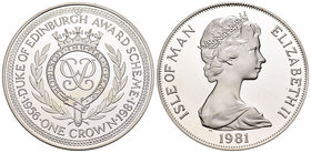 Isle of Man. Elizabeth II. 1 corona. 1981. (Km-74a). Ag. 28,28 g. 25º aniversario de los premios Principe de Edimburgo. PR. Est...25,00.