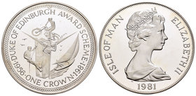 Isle of Man. Elizabeth II. 1 corona. 1981. PM. (Km-76a). Ag. 28,28 g. 25º aniversario de los premios Principe de Edimburgo. PR. Est...25,00.