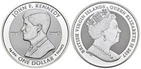 Virgin Islands. Elizabeth II. 1 dollar. 2017. Ag. 31,11 g. Centenario del nacimiento de John F. Kennedy. PR. Est...25,00.